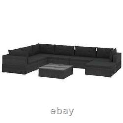 VidaXL 8x Garden Lounge Set with Cushions Poly Rattan Black Outdoor Sofa Sets