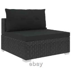 VidaXL 8x Garden Lounge Set with Cushions Poly Rattan Black Outdoor Sofa Sets