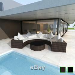 VidaXL Garden Half-round Sofa Outdoor Furniture Set Poly Rattan Brown/Black