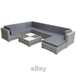 VidaXL Garden Sofa Set 24 Piece Poly Rattan Grey Outdoor Patio Furniture Seat
