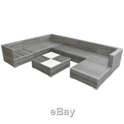 VidaXL Garden Sofa Set 24 Piece Poly Rattan Grey Outdoor Patio Furniture Seat
