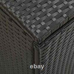 VidaXL Garden Storage Box Poly Rattan Black 200cm Chest Blanket Box Bench