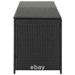 VidaXL Garden Storage Box Poly Rattan Black 200cm Chest Blanket Box Bench