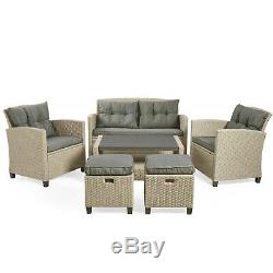 VonHaus 6 Seater Rattan Garden Furniture Set Weather Proof Grey