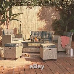 VonHaus 6 Seater Rattan Garden Furniture Set Weather Proof Grey