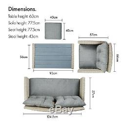 VonHaus 6 Seater Rattan Garden Furniture Set Weather Proof Grey