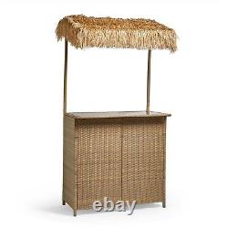 VonHaus Garden Tiki Bar with 2 Stools. Rattan, Patio, Conservatory Furniture