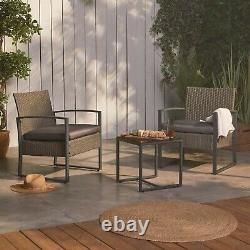 VonHaus Rattan Bistro Set Hand Woven Wicker Outdoor Garden Furniture