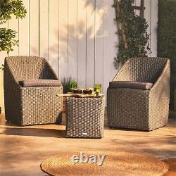 VonHaus Rattan Bistro Set Stacking Wicker Weave Outdoor Garden Furniture