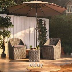 VonHaus Rattan Bistro Set Stacking Wicker Weave Outdoor Garden Furniture