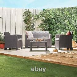 VonHaus Rattan Garden Furniture Set 4 Seater Outdoor Sofa Set Weatherproof