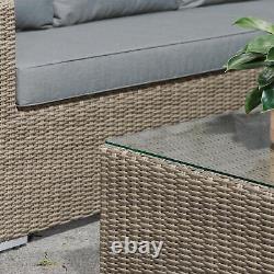 Whinfell Corner Rattan Sofa and Table Set. Brown Garden Patio Furniture