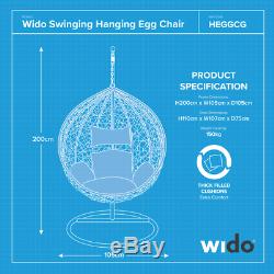 White Hanging Swinging Egg Chair Garden Rattan Furniture Outdoor Seat Wido