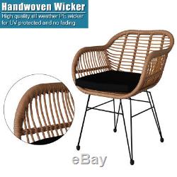 Wicker Bistro Sets Outdoor Garden Furniture Table Rattan Chairs Seat Patio
