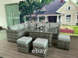 Wicker Rattan Garden Furniture Rising Table Sets Footstool Dark Grey Mix