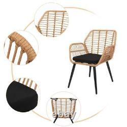 Wicker Rattan Steel Garden Bistro 4 Pcs Furniture Set Patio Lounge Table Chairs