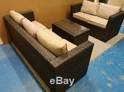 YAKOE 5 Seater Rattan Garden Furniture Patio Conservatory Sofa Set Brown