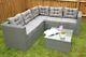 Yakoe 5 Seater Rattan Corner Sofa Set Outdoor Garden Furniture Grey With Cover