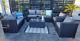Yakoe 7 Seater Rattan Garden Conservatory Furniture Sofa Set Black+ Rain Cover