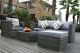 Yakoe Rattan Garden Furniture 5 Seater Corner Sofa Set Outdoors Grey+ Rain Cover