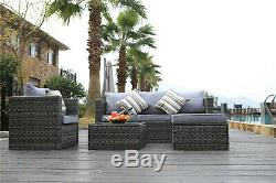 Yakoe Rattan Garden Furniture 5 Seater Corner Sofa Set Outdoors Grey+ Rain cover