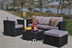 Yakoe Rattan Garden Furniture Set Sofa Table Chairs Garden Patio Conservatory